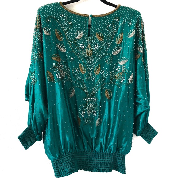 THREE FLAGGS VINTAGE SILK GOLD SILVER BEAD… - Picture 2 of 9